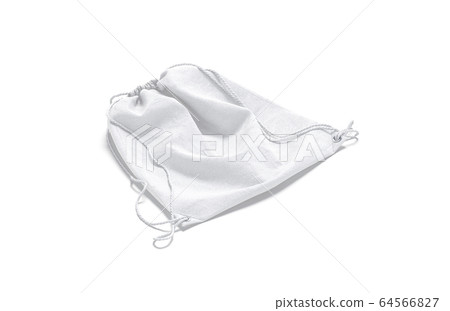 Blank white drawstring backpack mock up lying, side view Blank white drawstring backpack mock up lying, side view 64566827