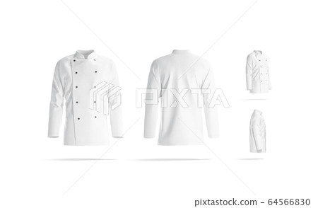 Blank white chef jacket with buttons mockup, different views 64566830