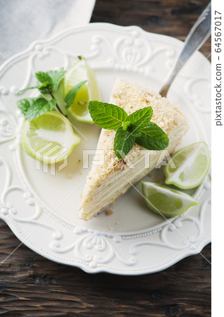 Traditional russian cake Medovik with honey Traditional russian cake Medovik with honey 64567017