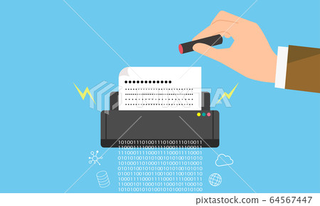 Illustration image of DX, de-hanko / electronic signature 64567447