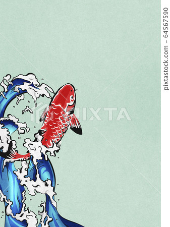 鯉魚瀑布爬-錦鯉-水濺-水動力 64567590