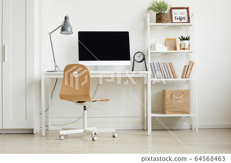 All-White Home Office Interior All-White Home Office Interior 64568463