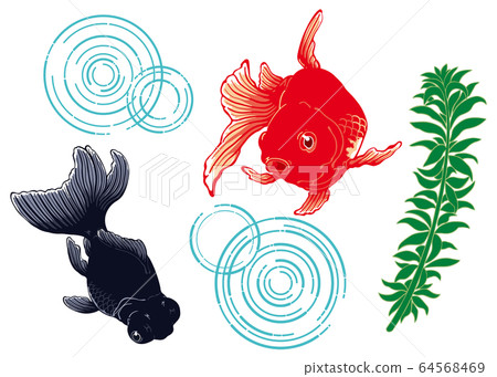 Swimming goldfish simple design (red and black) Swimming goldfish simple design (red and black) 64568469