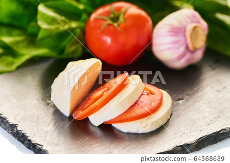 mozzarella cheese with vegetables and spinach mozzarella cheese with vegetables and spinach 64568689