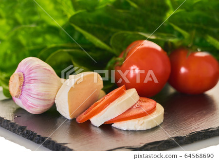 mozzarella cheese with vegetables and spinach mozzarella cheese with vegetables and spinach 64568690