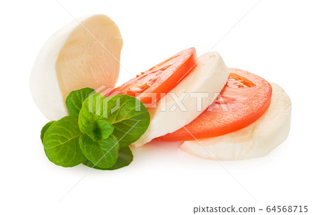 mozzarella cheese and tomato isolated mozzarella cheese and tomato isolated 64568715