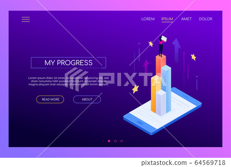 My progress - modern isometric vector web banner My progress - modern isometric vector web banner 64569718