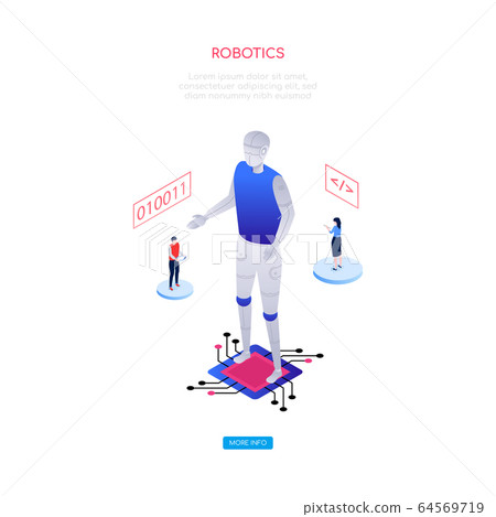 Robotics concept - modern isometric vector web banner Robotics concept - modern isometric vector web banner 64569719