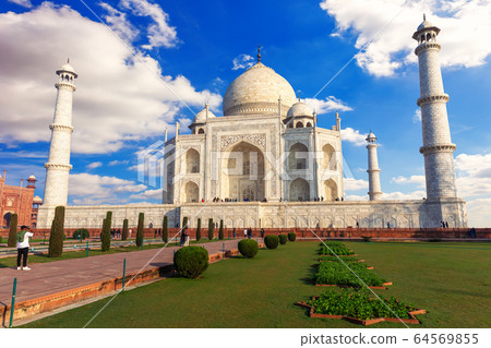 Taj Mahal in India, front view of the mausoleum Taj Mahal in India, front view of the mausoleum 64569855