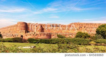 Agra Fort walls panorama, India, Uttar Pradesh 64569860