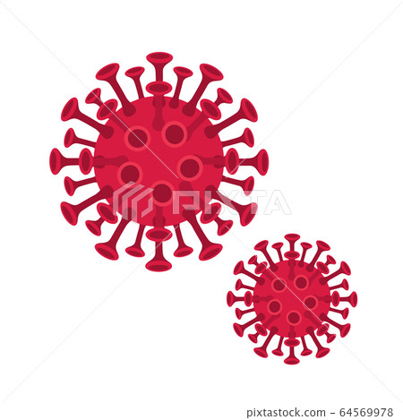 Set of small and big red coronavirus virion isolated on white background 64569978