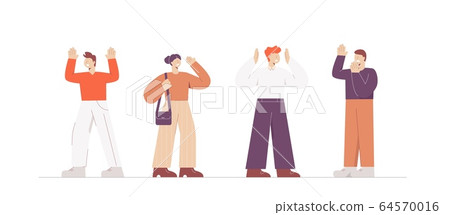 Set of cartoon colorful people with panic disorder vector flat illustration 64570016
