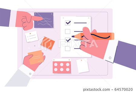 Group of business people hands planning financial strategy vector flat illustration 64570020