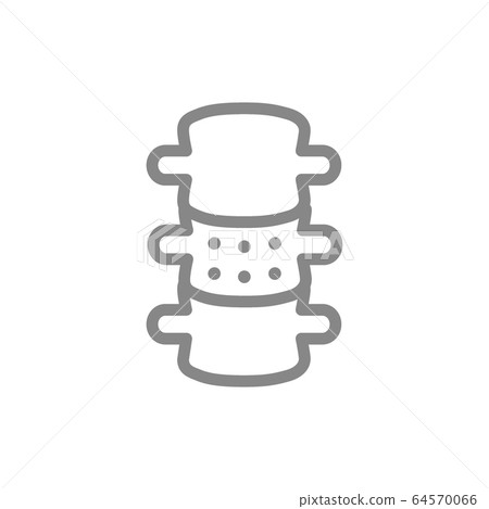 Intervertebral hernia line icon. Ankylosing spondylitis, disease spinal canal symbol Intervertebral hernia line icon. Ankylosing spondylitis, disease spinal canal symbol 64570066