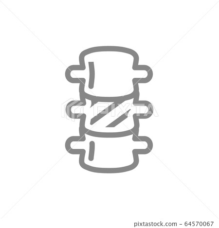 Sore human spine line icon. Osteochondrosis, myositis, spinal tuberculosis symbol Sore human spine line icon. Osteochondrosis, myositis, spinal tuberculosis symbol 64570067