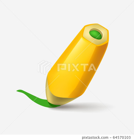 cartoon yellow pencil realistic shadow 64570103