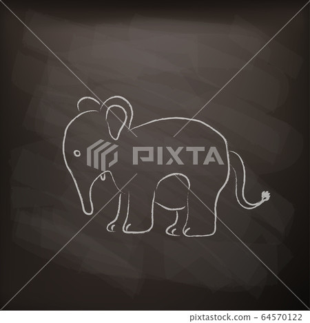 cartoon funny elephant on blackboard 64570122