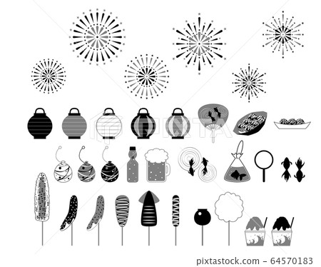 單色夏季節日插圖集 64570183