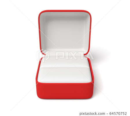 3d rendering of empty engagement ring red box isolated on white background 64570752