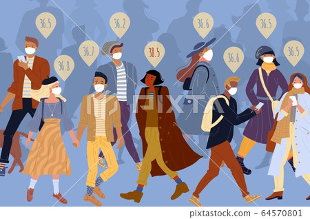 Healthy people in mask sick woman without walking 64570801
