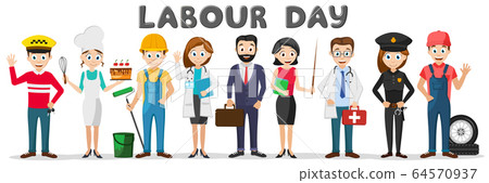 Set of people of different professions on a white. 64570937