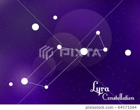 Lyra constellation. Starry night sky. Cluster of Lyra constellation. Starry night sky. Cluster of 64571084