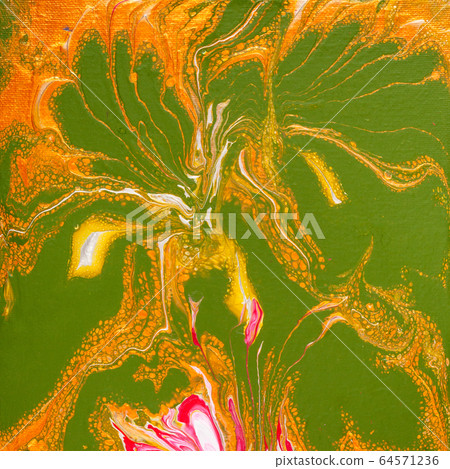 painting with yellow and green acrylic paints 64571236