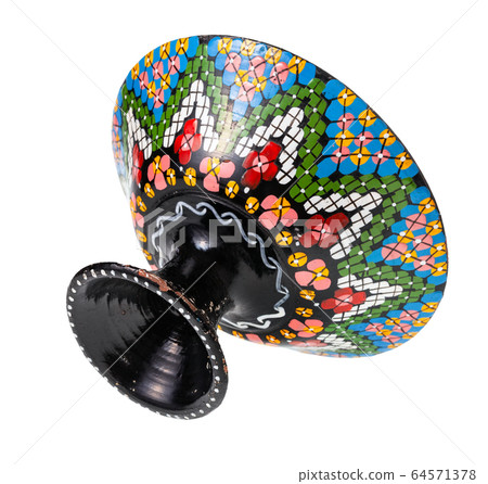 overturned handcrafted ceramic vase isolated 64571378