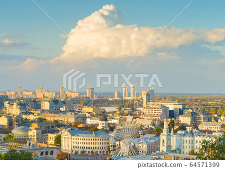 Kyiv cityscape Podil skyline Ukraine 64571399