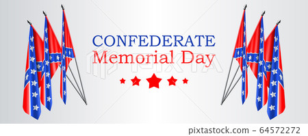 Confederate Memorial Day vector banner or website header layout with realistic Confederate flags on gray background Confederate Memorial Day vector banner or website header layout with realistic Confederate flags on gray background 64572272