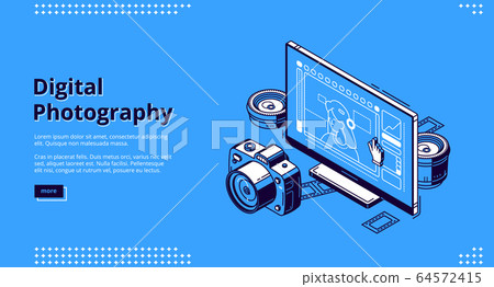 Digital photography isometric landing page banner Digital photography isometric landing page banner 64572415