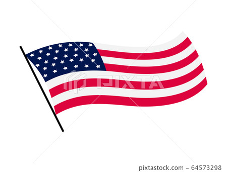 Waving flag of the United States of America. Illustration of wavy American Flag. National symbol, American flag on white background - vector illustration 64573298
