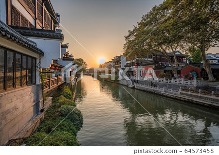 Qinhuai river at sunset Qinhuai river at sunset 64573458