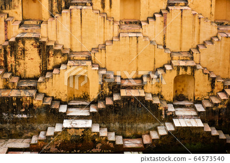 Stairs of Panna Meena ka Kund stepwell in Jaipur, Rajasthan, India 64573540