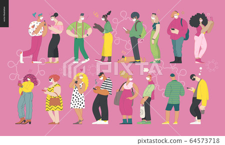 Waiting in line coronavirus Waiting in line coronavirus 64573718