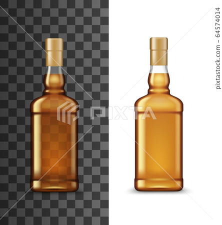 Glass bottle of whiskey or cognac alcohol beverage 64574014