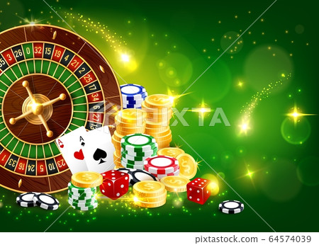 Free Vector  Cartoon casino realistic green composition with girl