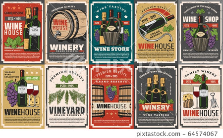 Wine, champagne and grapes, bottles and glasses Wine, champagne and grapes, bottles and glasses 64574067