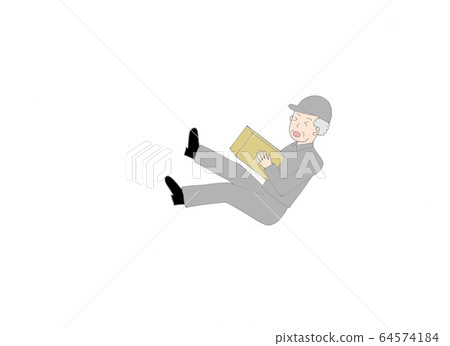 Elderly man who falls with luggage Elderly man who falls with luggage 64574184