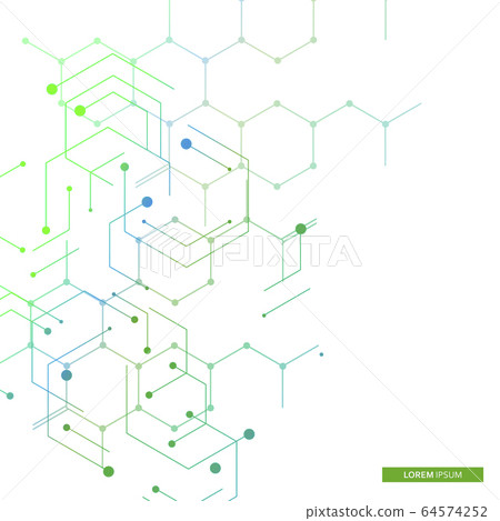 Vector illustration green connect hexagons connect abstract background. Technology dots and broken lines Vector illustration green connect hexagons connect abstract background. Technology dots and broken lines 64574252