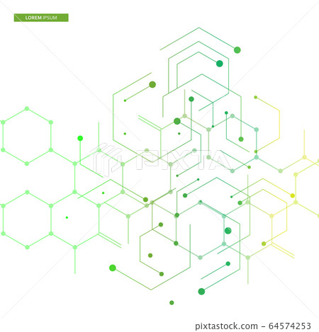 Molecular hexagons structures on white background. Vector illustration 64574253