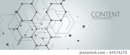Geometric lines and dots pattern. Modern hexagons and cells background. Connection vector illustration Geometric lines and dots pattern. Modern hexagons and cells background. Connection vector illustration 64574279