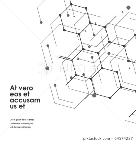Science design with molecular structure. Abstract vector medical background 64574287