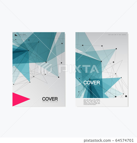 Brochure Cover Template Design / Annual Report, Book, Magazine, Poster in A4 with polygonal object / Lines, Dots, Triangle Concept For Business / Vector Background 64574701