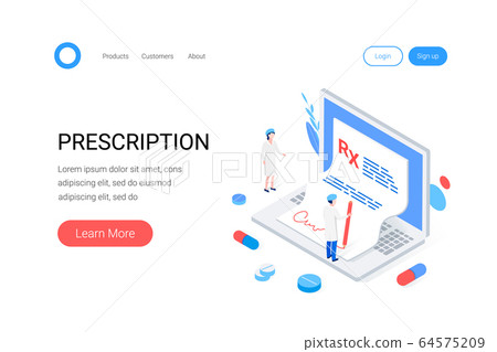 Medical RX prescription drug isometric concept - Stock Illustration ...