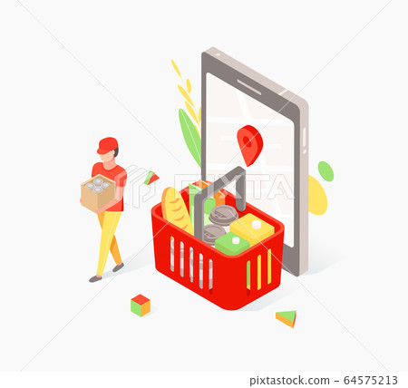 Food delivery, online grocery shopping concept 64575213