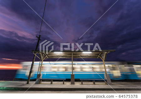 Shimonada Station Dusk Train Shimonada Station Dusk Train 64575378