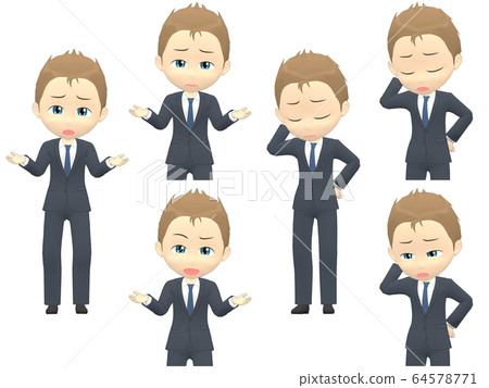 [Problem A] White Male Suit Short Front View 64578771