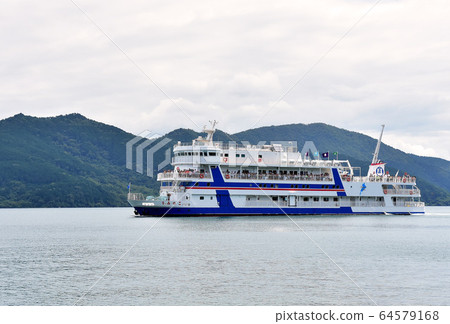 A boat sailing on Lake Biwa A boat sailing on Lake Biwa 64579168