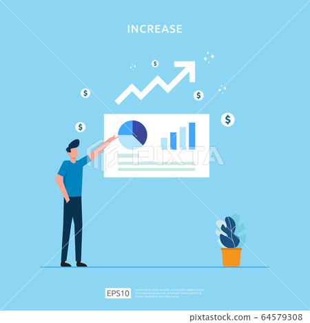 salary rate increase with growth up arrow and 64579308